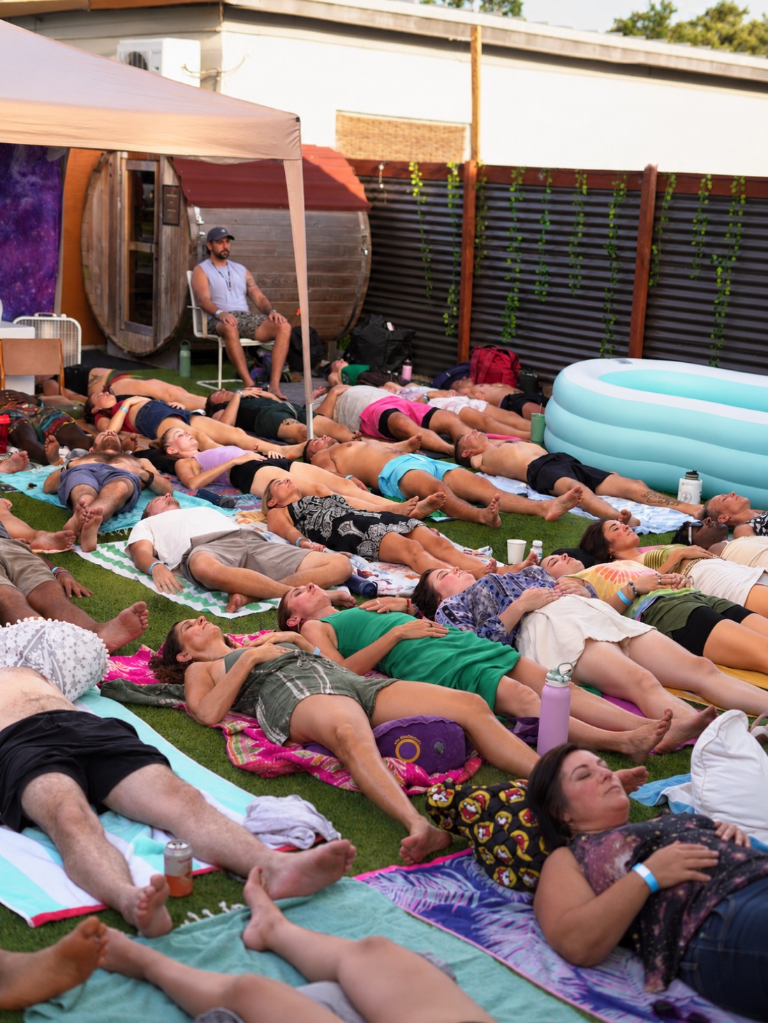 A large guided breathwork reset with sauna and cold plunge